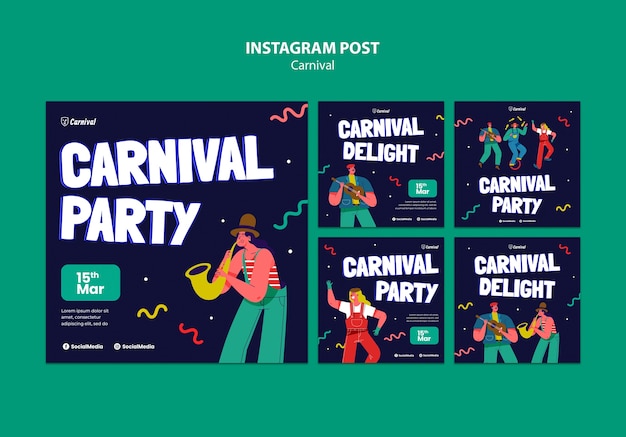 Postagens no instagram de celebração do carnaval