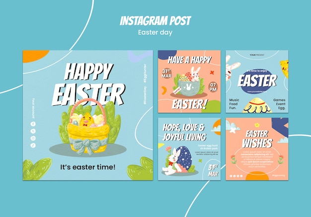 PSD grátis postagens no instagram para a celebração da páscoa