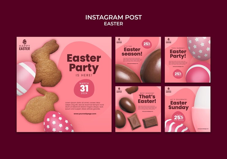 PSD grátis postagens no instagram para a celebração da páscoa