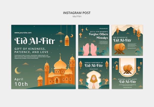PSD grátis postagens no instagram para a celebração do eid al-fitr