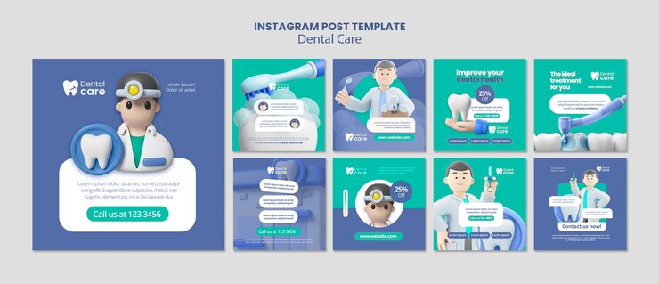 PSD grátis postagens no instagram sobre atendimento odontológico