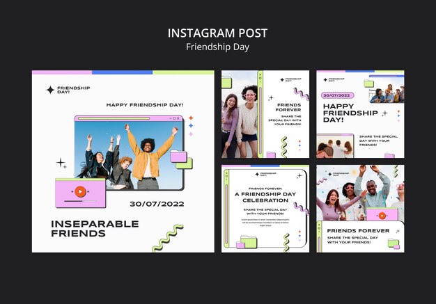 Postagens retrô do instagram do dia da amizade