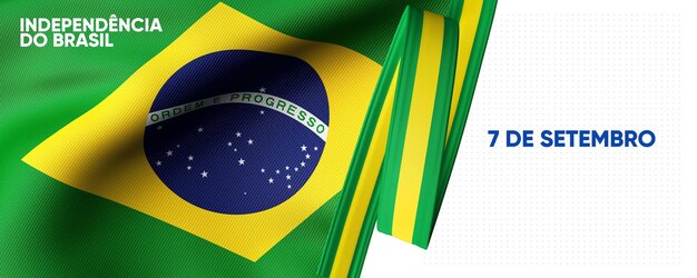 Postar banner de mídia social do dia da independência do brasil renderização em 3d em português
