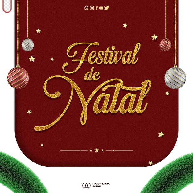 Postar modelo de mídia social feliz natal design para composições