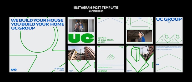 PSD grátis postas de projeto de construção no instagram