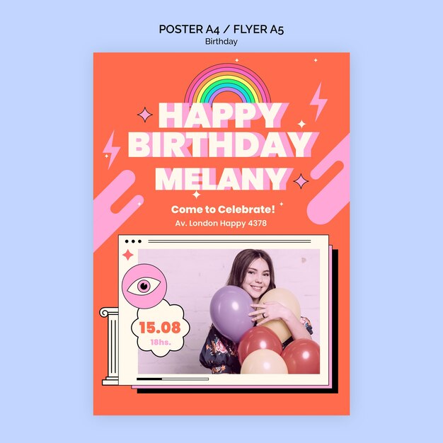 Pôster de aniversário ou modelo de folheto