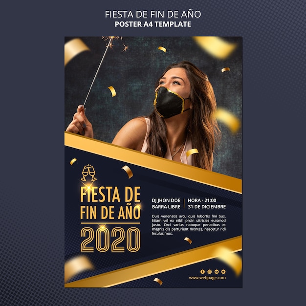 PSD grátis pôster de celebração da fiesta de fin de ano