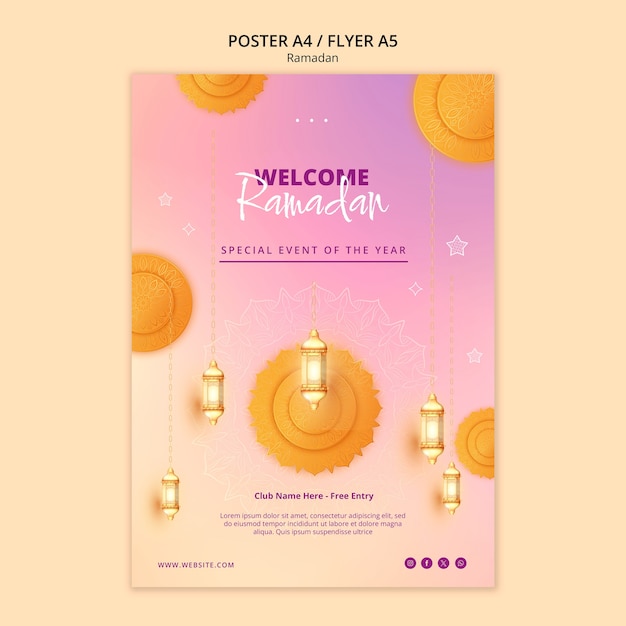 Poster de celebração do ramadão em gradiente