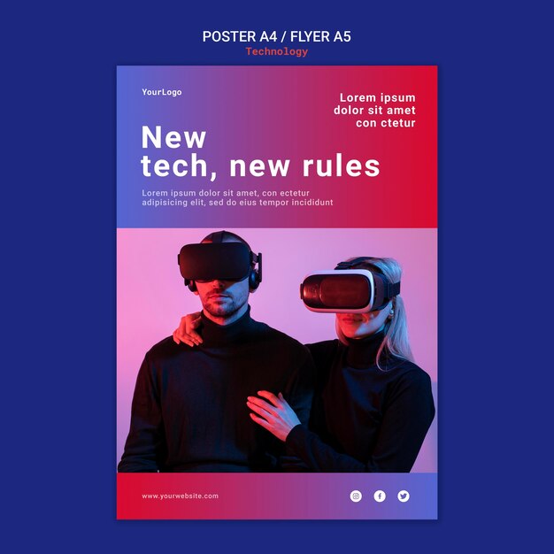 Pôster de nova tecnologia e design de modelo de panfleto