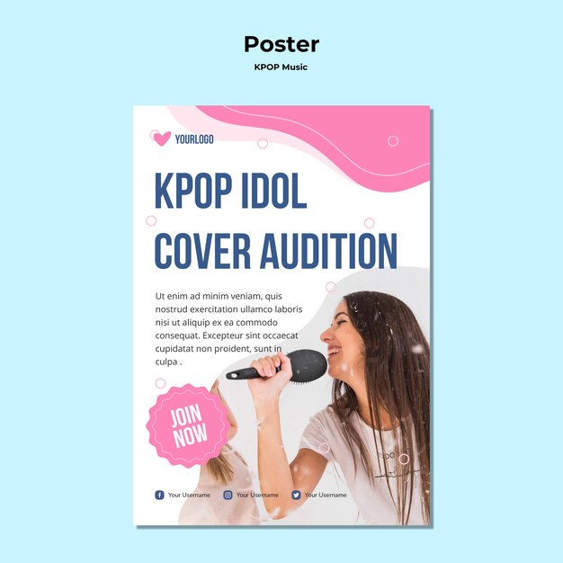 Pôster k-pop com foto