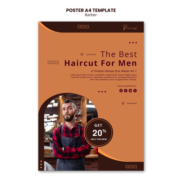 Pôster modelo de barbearia