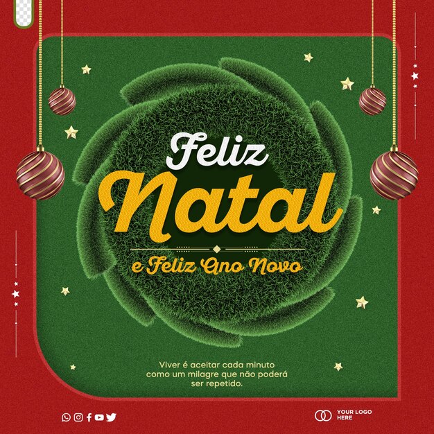 Poster PSD editável Feliz Natal e Prospero Ano Novo Festas de Natal Feliz no Brasil