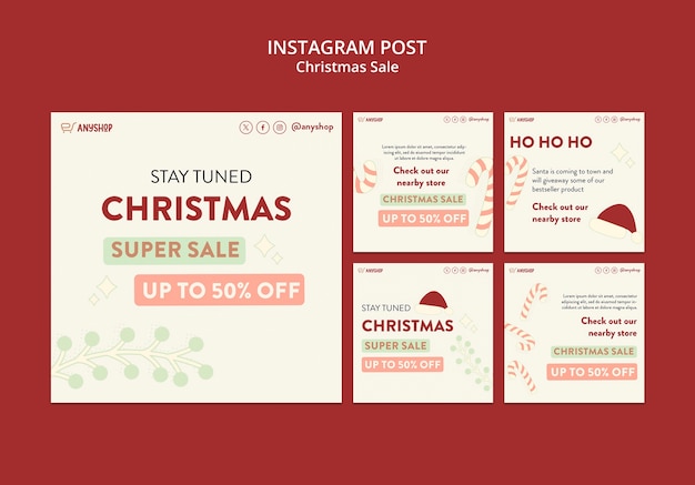 PSD grátis posts de celebração de natal no instagram