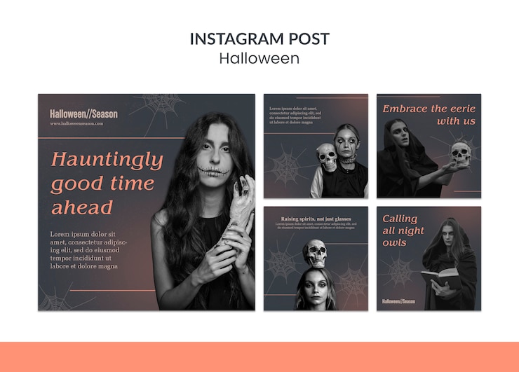 PSD grátis posts de celebração do dia das bruxas no instagram