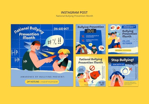 PSD grátis posts no instagram do dia mundial da prevenção do bullying