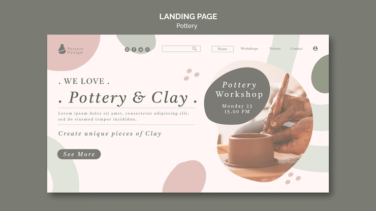 PSD grátis pottery landing page