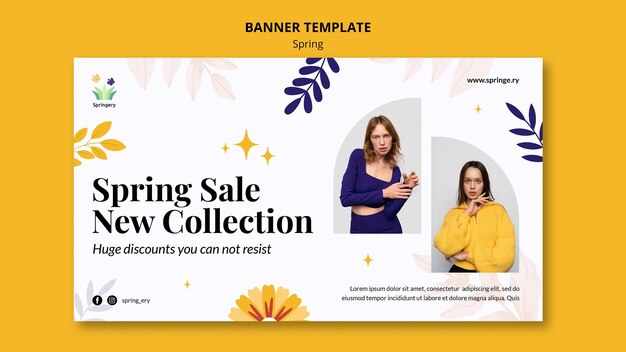 Primavera venda nova coleção banner modelo