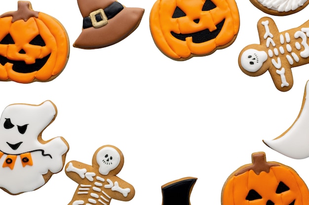 PSD grátis projeto de biscoitos de halloween isolado