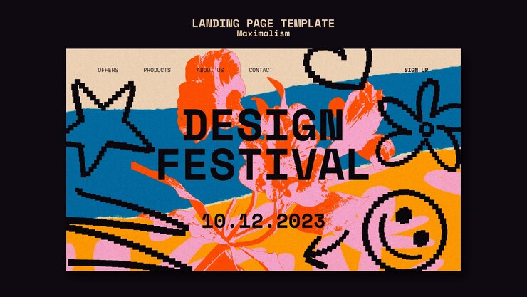 PSD grátis projeto de modelo de página de destino do festival