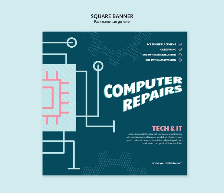 PSD grátis projeto de modelo de reparação de computadores
