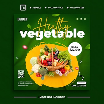 Promoção de alimentos vegetais saudáveis facebook instagram modelo de postagem de mídia social