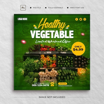 Promoção de alimentos vegetais saudáveis facebook instagram post nas redes sociais