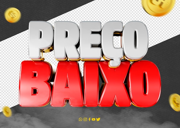 promoção de baixo preço 3d render logotipo para composições de campanhas publicitárias preço baixo 3d