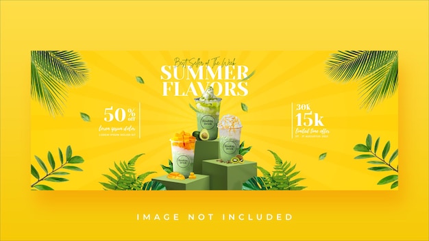 Promoção de menu de bebidas de verão modelo de banner de capa do facebook