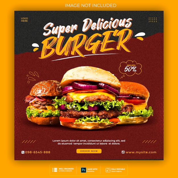 PSD grátis promoção de mídia social de alimentos e design de postagem de banner instagram