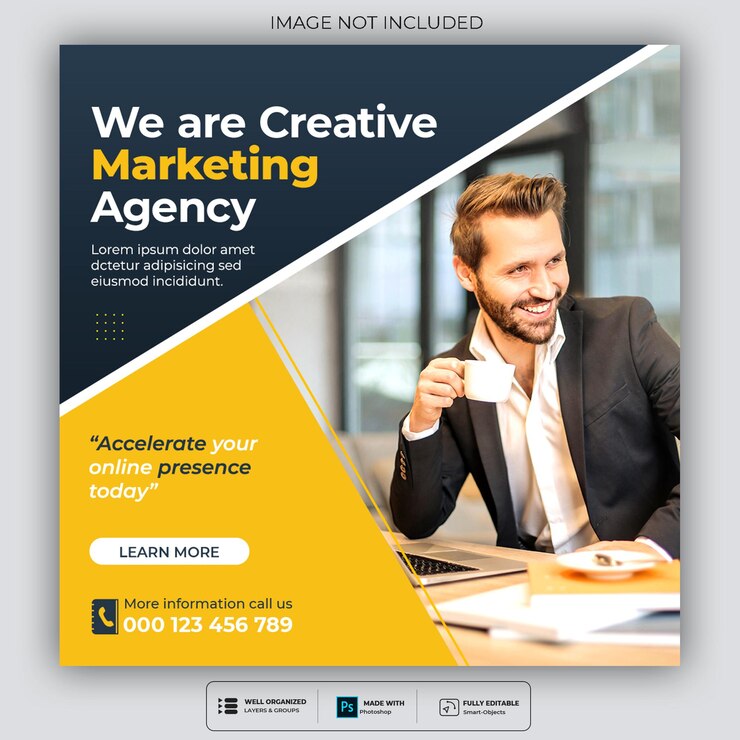 PSD grátis promoção de negócios e modelo de banner de mídia social corporativa