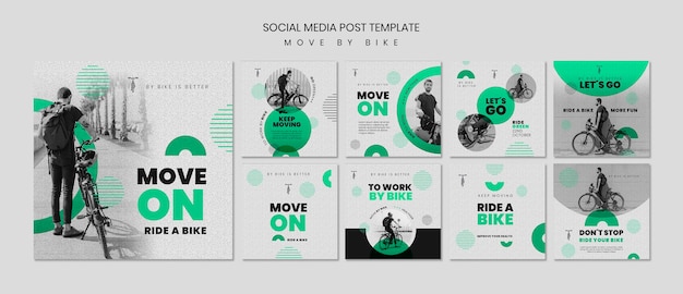 Publicação de mídia social mover de bicicleta