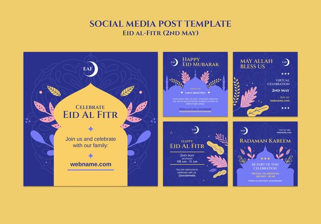 Publicações de mídia social da celebração do Eid al-Fitr