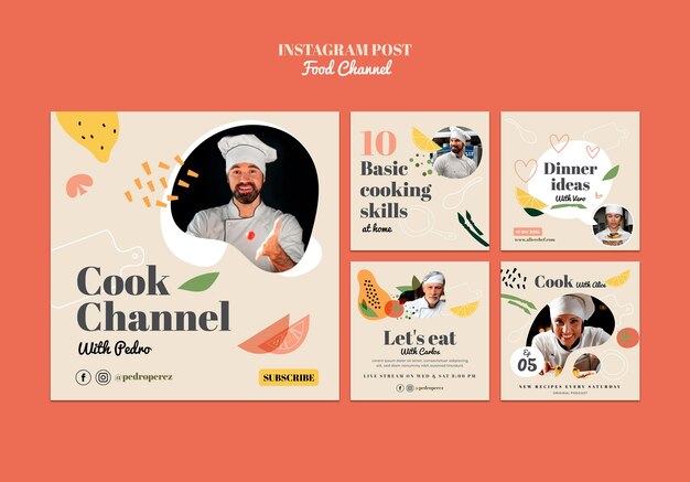Publicações do canal de comida no Instagram