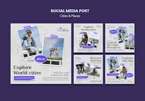 PSD grátis publicações em redes sociais de cidades e lugares