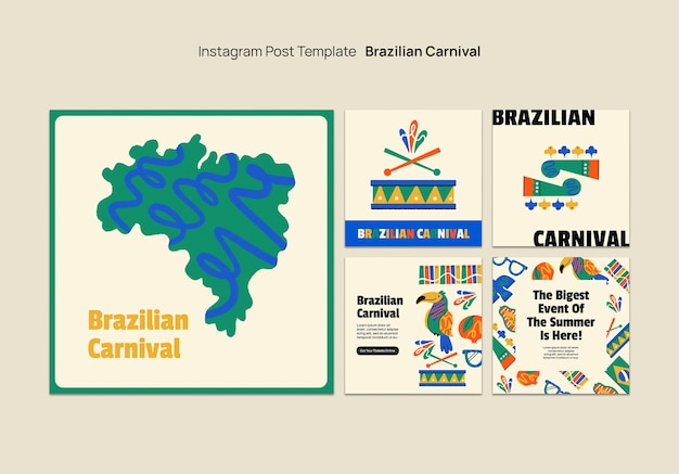 PSD grátis publicações no instagram de celebração do carnaval
