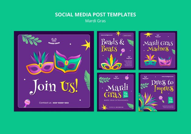 Publicações no Instagram de celebração do Mardi Gras
