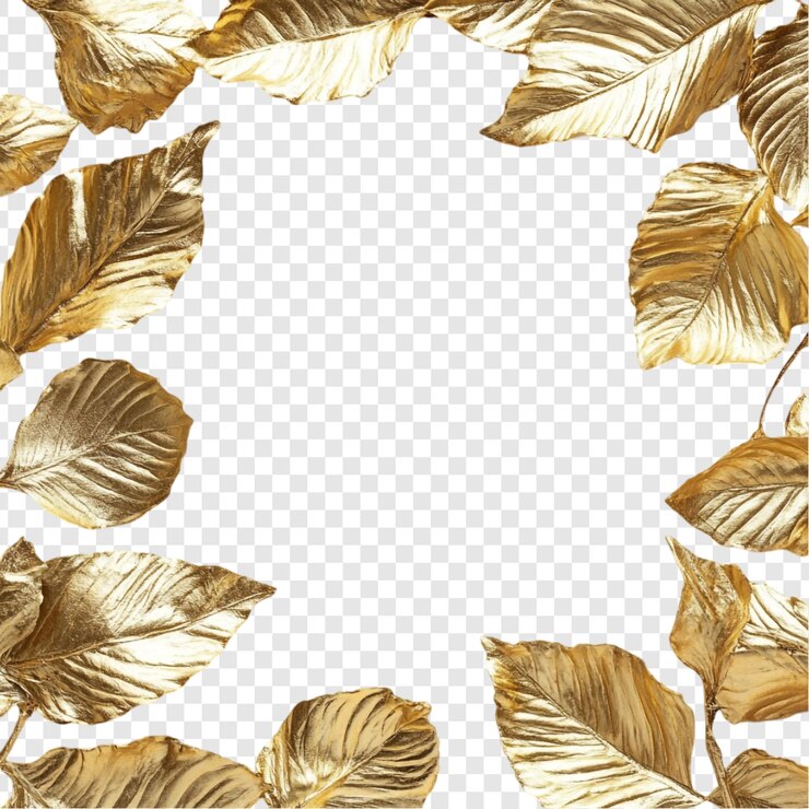 PSD grátis quadro de folhas douradas fonte elegante para projetos de design