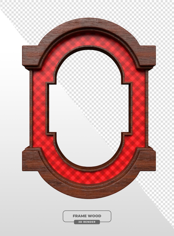 PSD grátis quadro de madeira com inserção de placas vermelhas renderização 3d