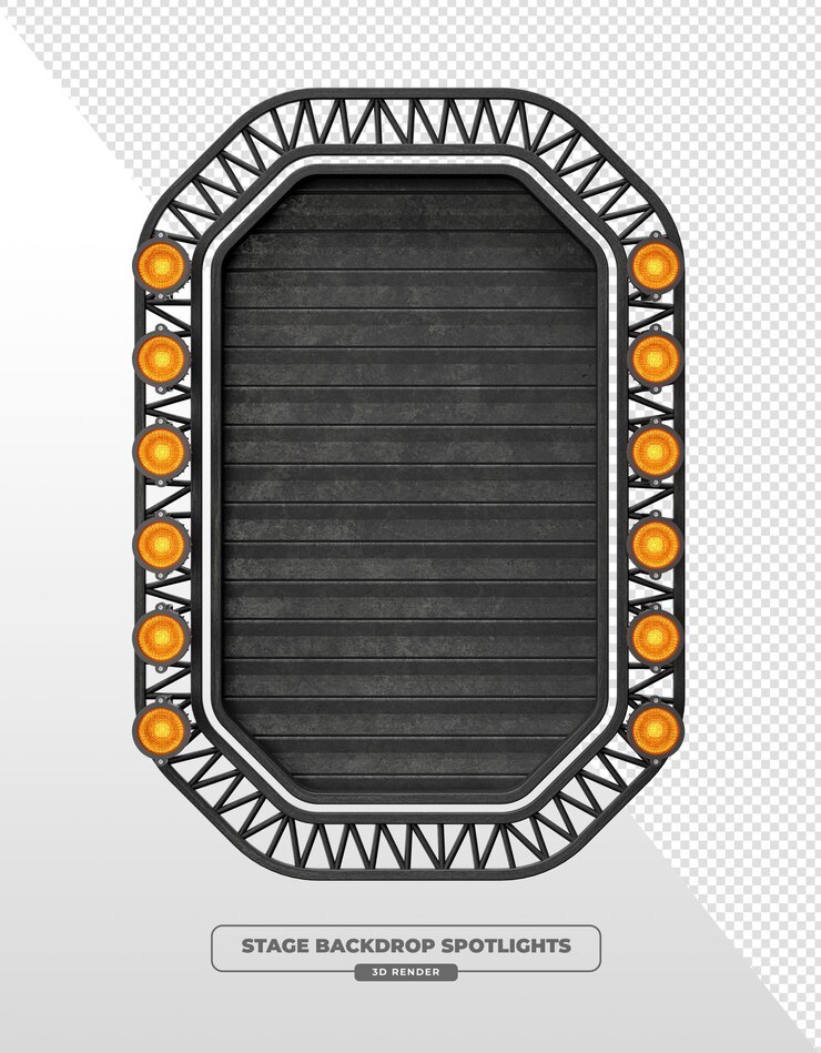 PSD grátis quadro de palco octogonal com spotlights par renderização 3d