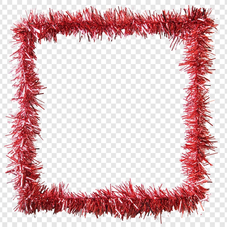 PSD grátis quadro de tinsel vermelho festivo perfeito para desenhos de feriado