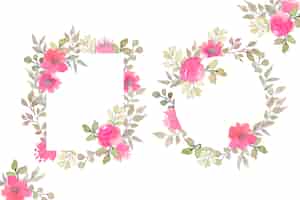 PSD grátis quadros florais bonitos com flores em aquarela