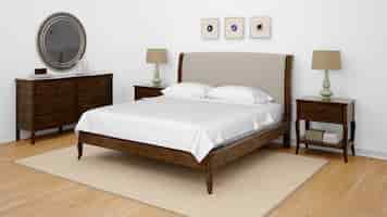 PSD grátis quarto clássico ou quarto de hotel com cama de casal