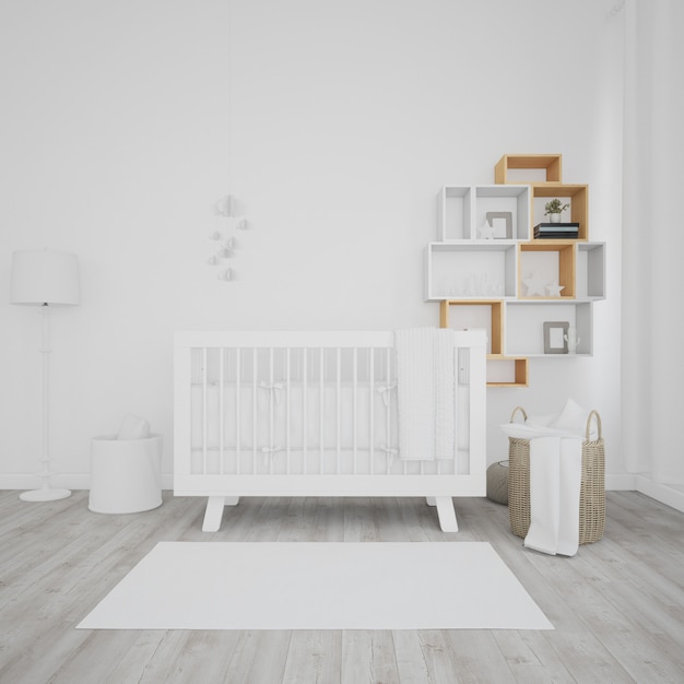 Quarto de bebê com berço branco