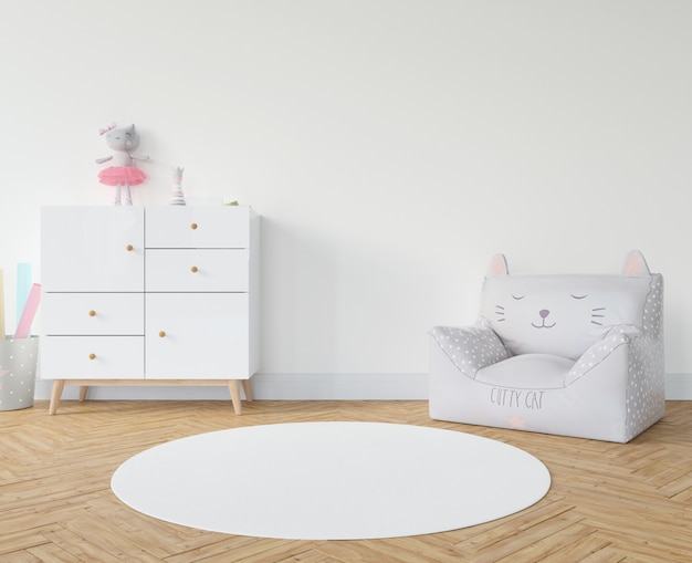 PSD grátis quarto infantil com tapete branco