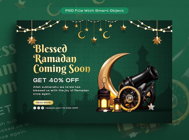 PSD grátis ramadan kareem promoção venda banner modelo de desconto