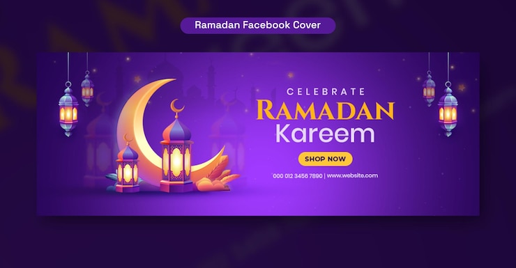 PSD grátis ramadan kareem social media facebook cover design template (template de design de capa do facebook)