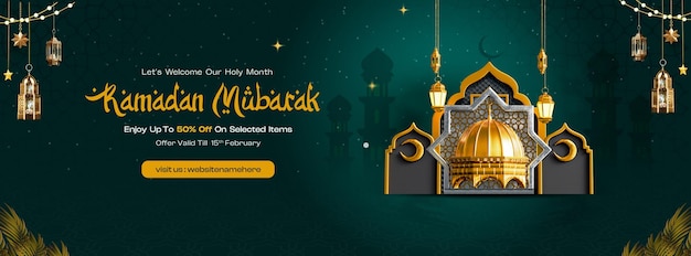 Ramadan Mubarak Social Media Facebook Cover Design Template (Template de design de capa do Facebook)