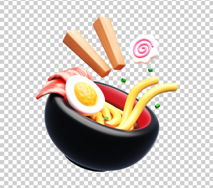 PSD grátis ramen com pauzinhos de macarrão japonês 3d ilustração de ícone