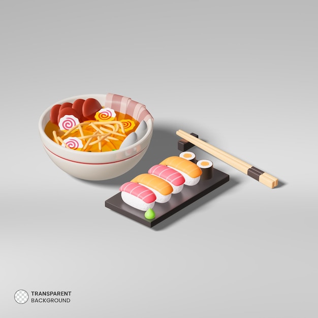 PSD grátis ramen ícone isolado 3d render ilustração