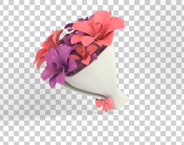 PSD grátis ramo de flores de desenhos animados lado direito